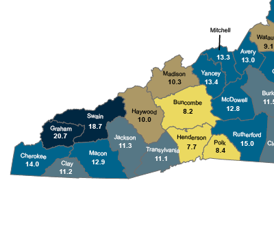 February 2012 unemployment in WNC