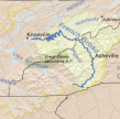 The French Broad River basin, via Kmusser at Wikipedia.