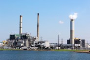 The smoke stacks of the Progress Energy power plant in Skyland are as large up close as far away. The left stack is no longer in use, while the one on the right is responsible for burning the coal used to power all of Progress Energy's Western North Carolina customers. Katie Bailey/Carolina Public Press