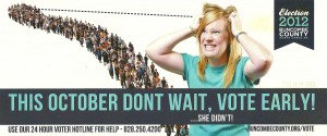 This recently sent mailer, from the Buncombe County Board of Elections, alerts voters to the start date for early voting.