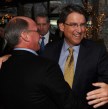 (Right facing camera) North Carolina Governor Pat McCrory greets attendees of the Western North Carolina Open House at The Crest Center and Pavilion just outside Asheville, NC on Monday, January 7, 2013. This was McCrory's first appearance outside of Raleigh as governor. Jeff Siner - jsiner@charlotteobserver.com