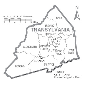 Transylvania County map