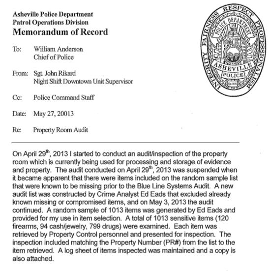 Asheville police evidence audits show old problems, new approaches